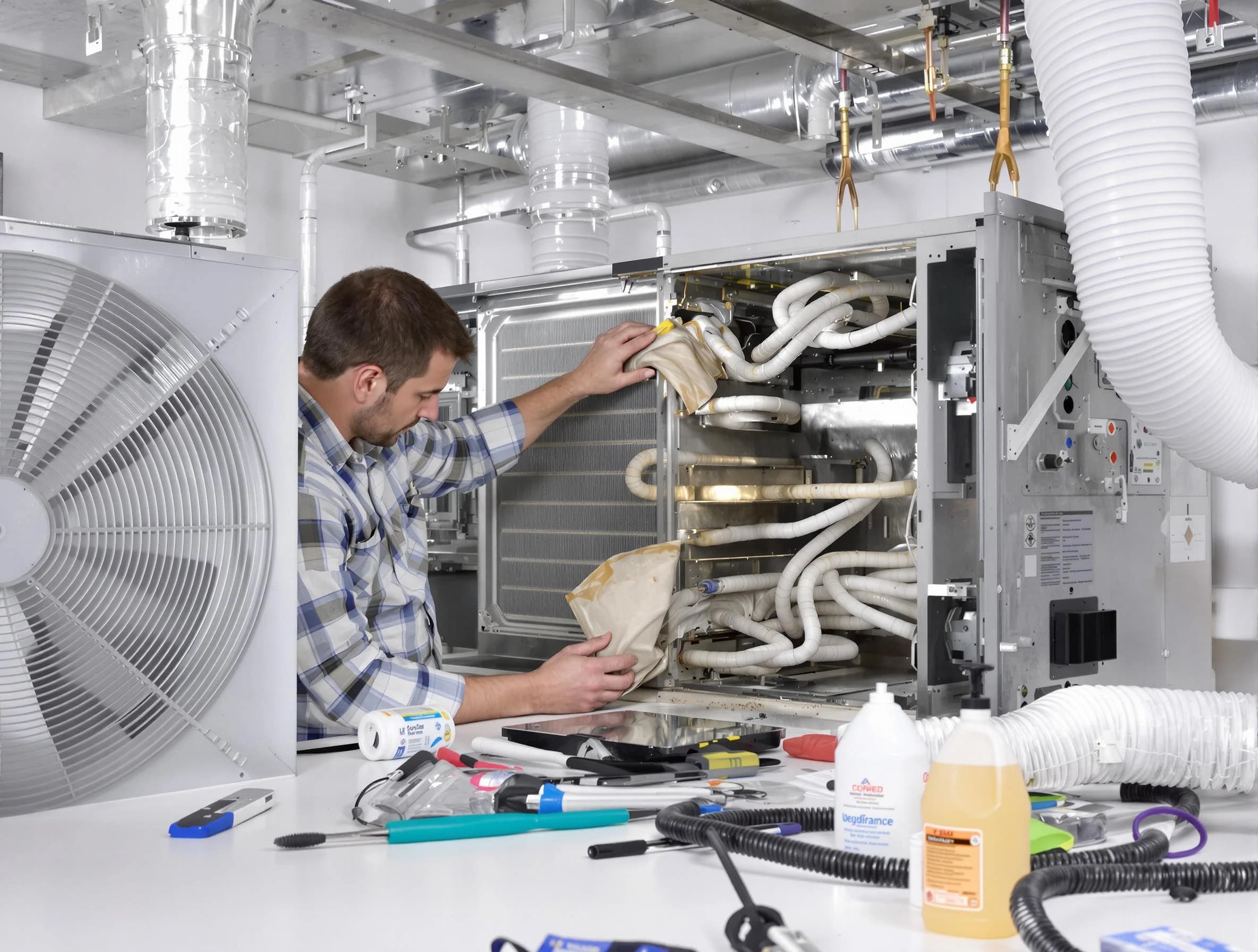 Natick Air Duct Cleaning specialist performing precision AC coil cleaning in Natick