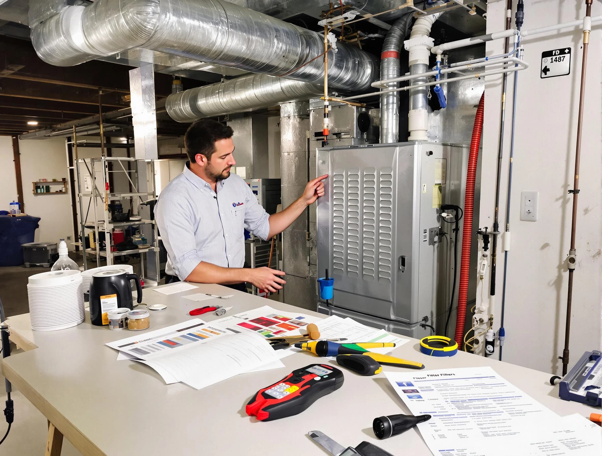 Natick Air Duct Cleaning inspector conducting detailed filter system evaluation using professional diagnostic tools in Natick