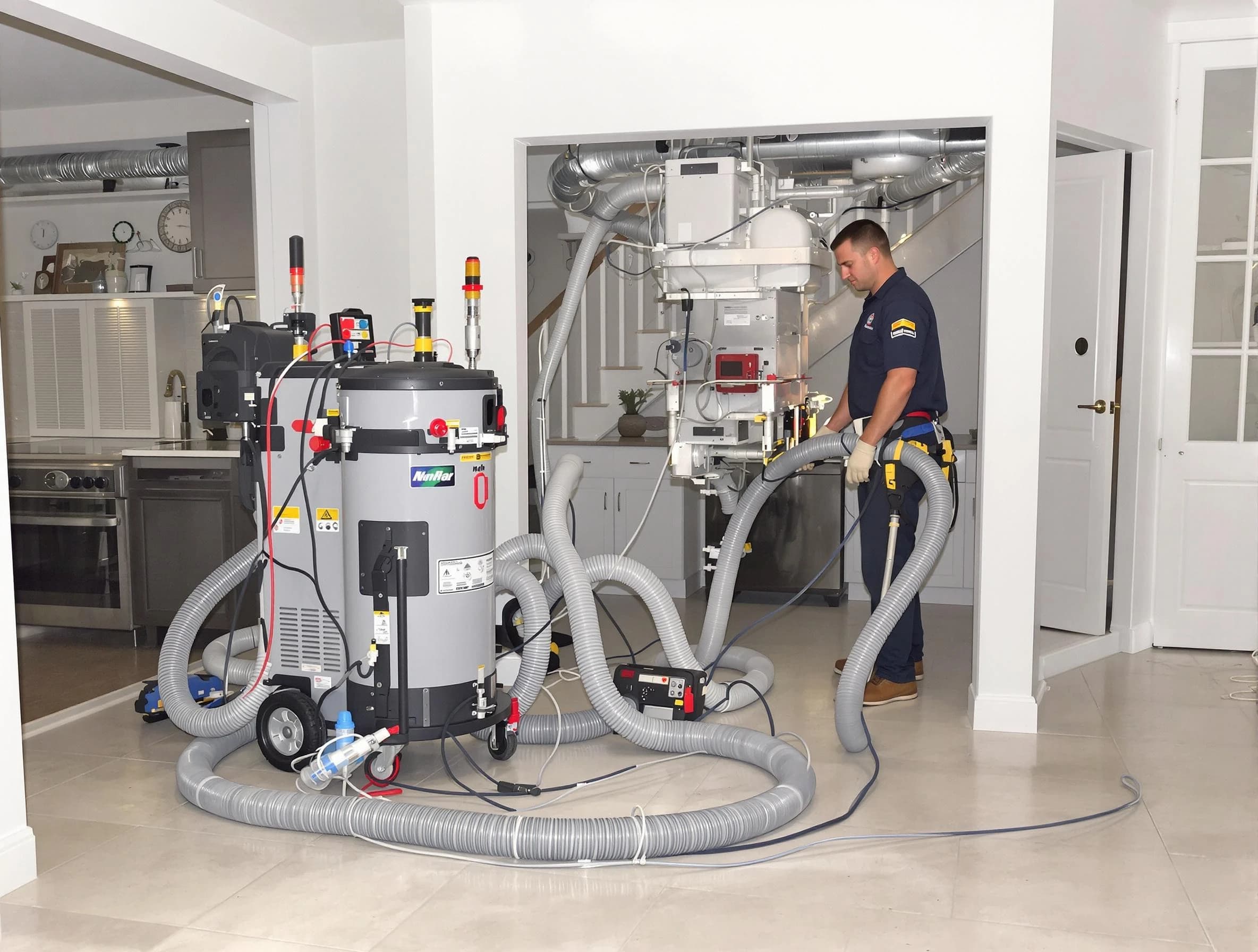 Natick Air Duct Cleaning technician operating negative pressure cleaning equipment for thorough duct maintenance in Natick