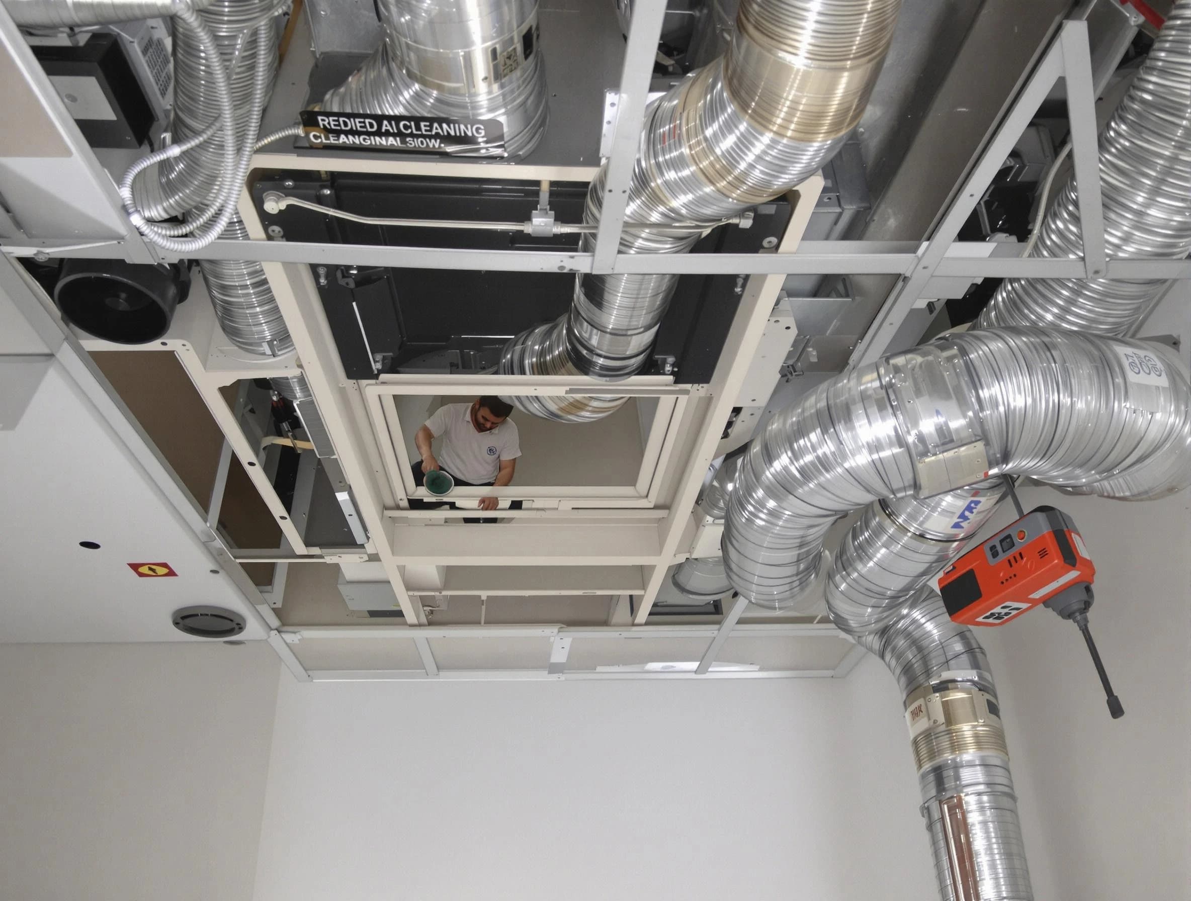 Natick Air Duct Cleaning technician performing detailed central duct system cleaning in Natick
