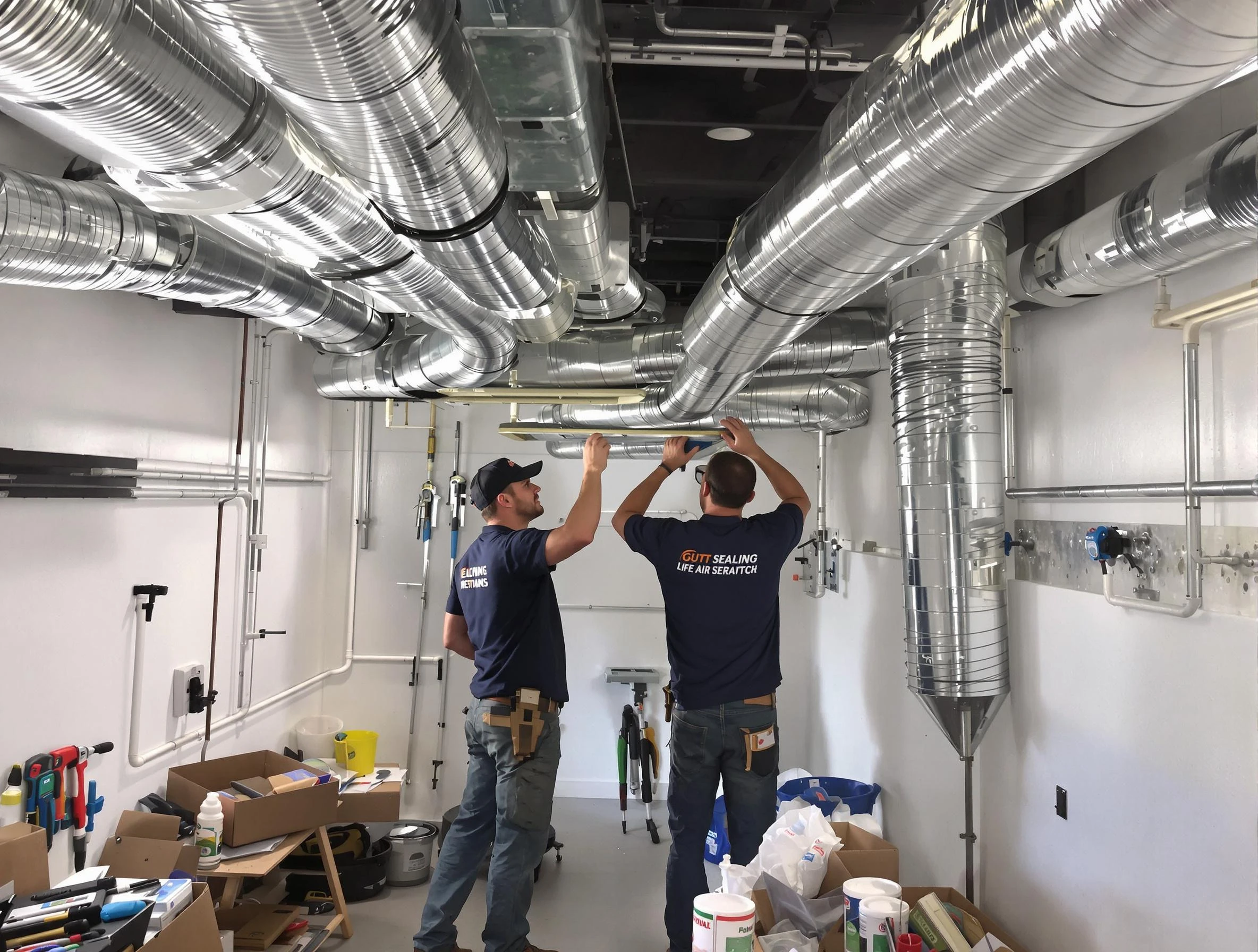 Natick Air Duct Cleaning technician applying professional duct sealing solutions in Natick