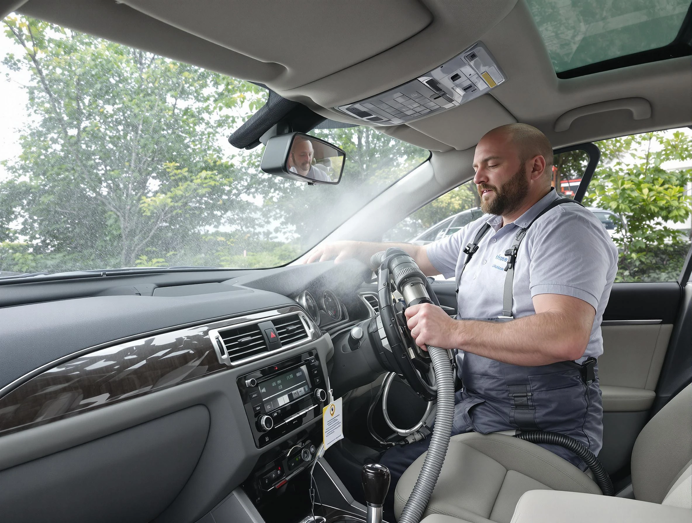 Natick Air Duct Cleaning specialist performing professional car duct cleaning in Natick