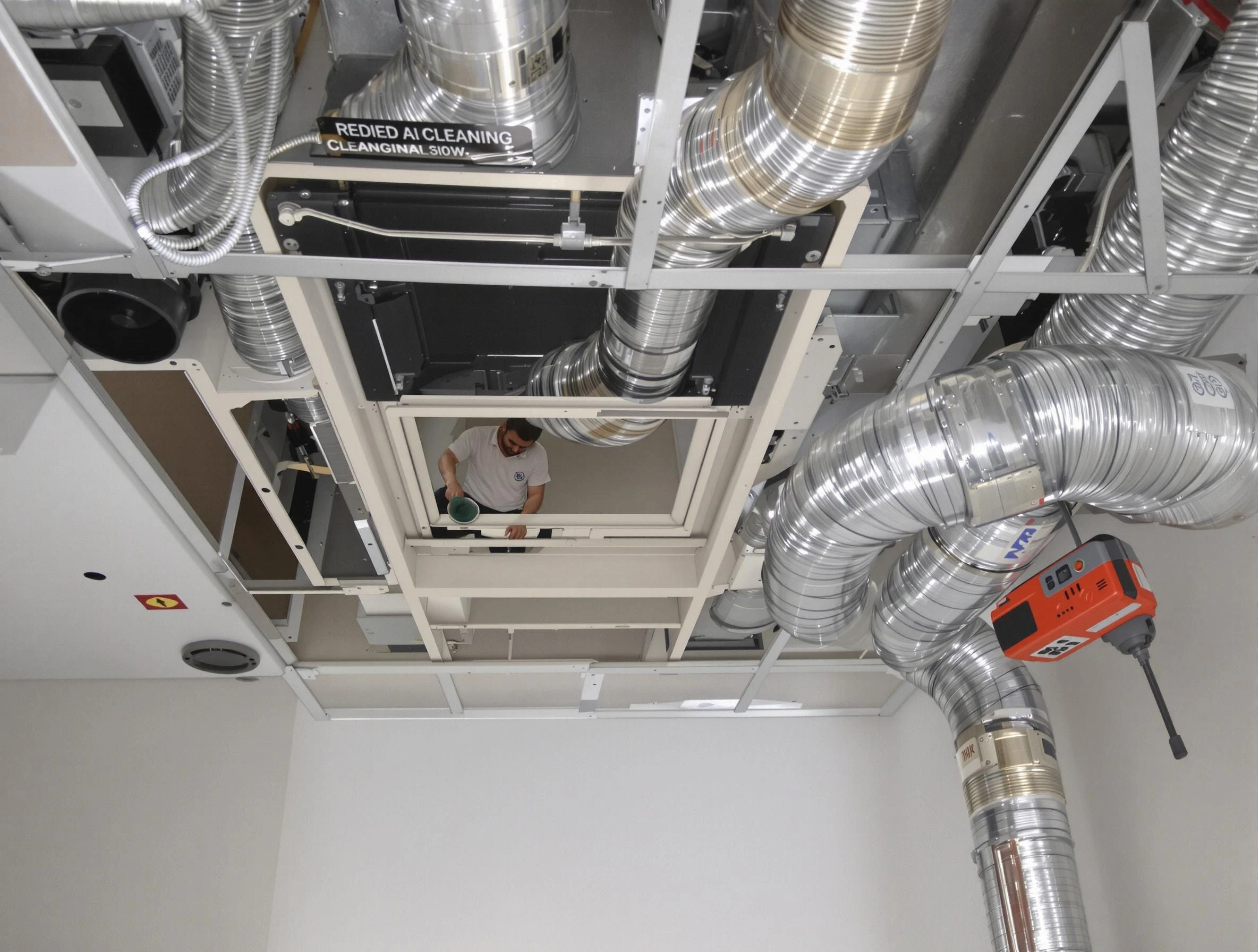 Natick Air Duct Cleaning technician performing detailed central duct system cleaning in Natick